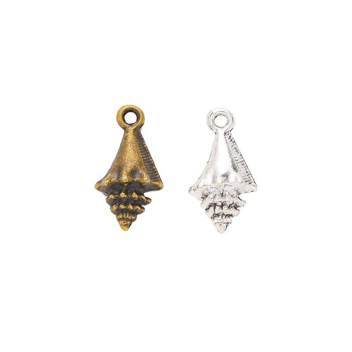 Spiral Conch Shell Detailed Metal Charm in 2 Finishes