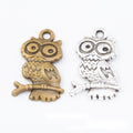 Branch Perched Owl Charms in Antique Bronze and Silver view 1