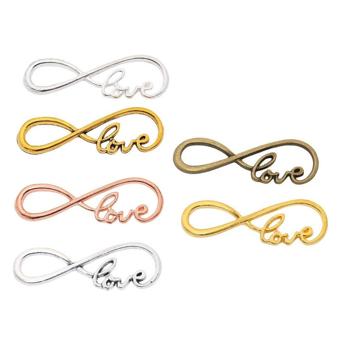 Infinity Love Word Connector in Six Metallic Finishes