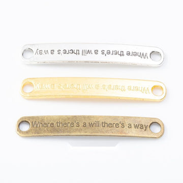 Motivational Quote Bar Connector Metal Jewelry Component in 3 Pictured Finishes