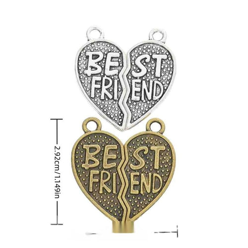 Finish overview of best friend split heart dotted metal charm