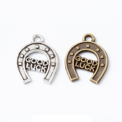 Good Luck Horseshoe metal component, front grouping showing the available finishes.