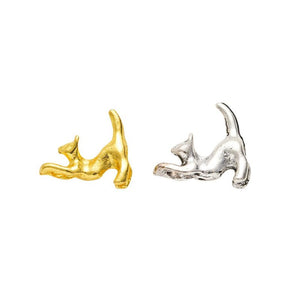 Playful Raised Tail Cat Charm in 2 Metal Finishes for Jewelry Making