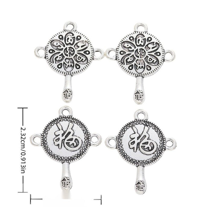 Chinese Fu Rattle Connector Charm in 1 Metal Finish for Jewelry Making