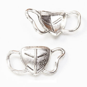 Three-Dimensional Face Mask Metal Charm in Antique Silver