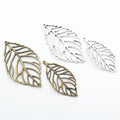 Small Openwork Veined Leaf Metal Charm Pendant Jewelry Making Component view 1