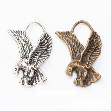 Flying Eagle Charm with Spread Wings in Two Antique Finishes