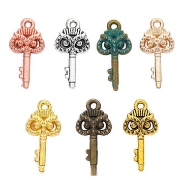 Ornate Owl Top Key Metal Charms in Seven Finishes Jewelry Making Pendants