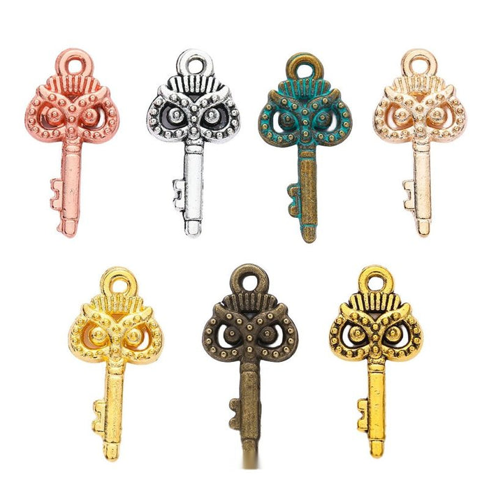 Ornate Owl Top Key Metal Charms in Seven Finishes Jewelry Making Pendants