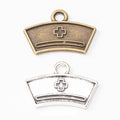 Antique Nurse Cap With Cross Metal Charm, Two Finishes view 1
