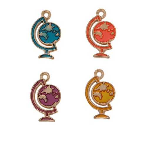 Product image showing the colorful globe enamel charm and its visible metal details
