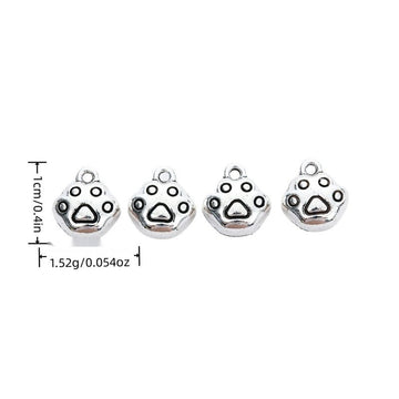Round Paw Print Metal Charm in Textured Metal for Jewelry Making
