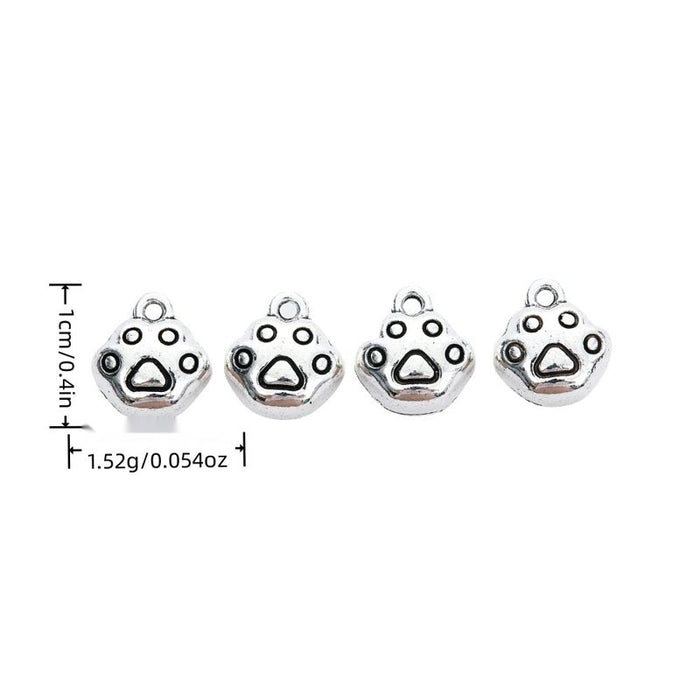 Round Paw Print Metal Charm in Textured Metal for Jewelry Making