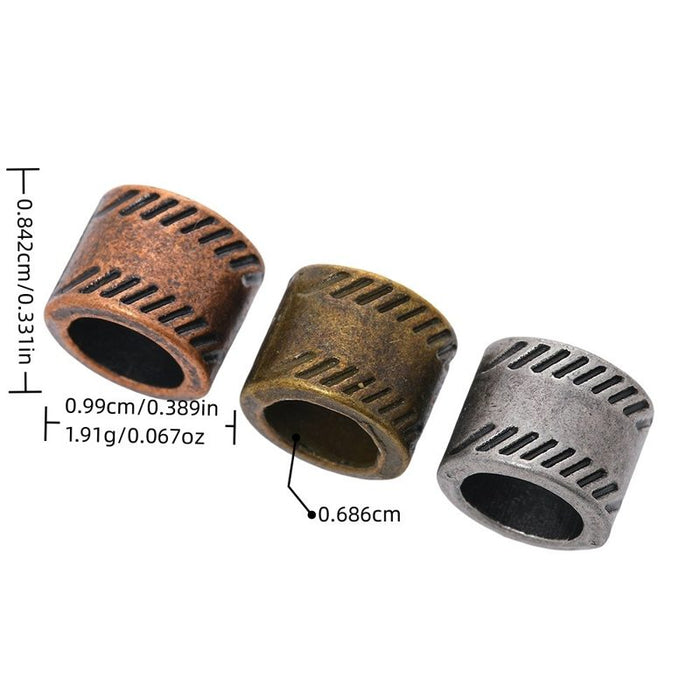 Diagonal Stripe Barrel Bead in 3 Metal Finishes for Jewelry Making