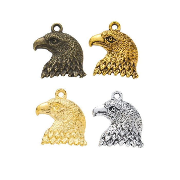 Eagle Head Metal Charm in 4 Distinct Finishes for Jewelry Making
