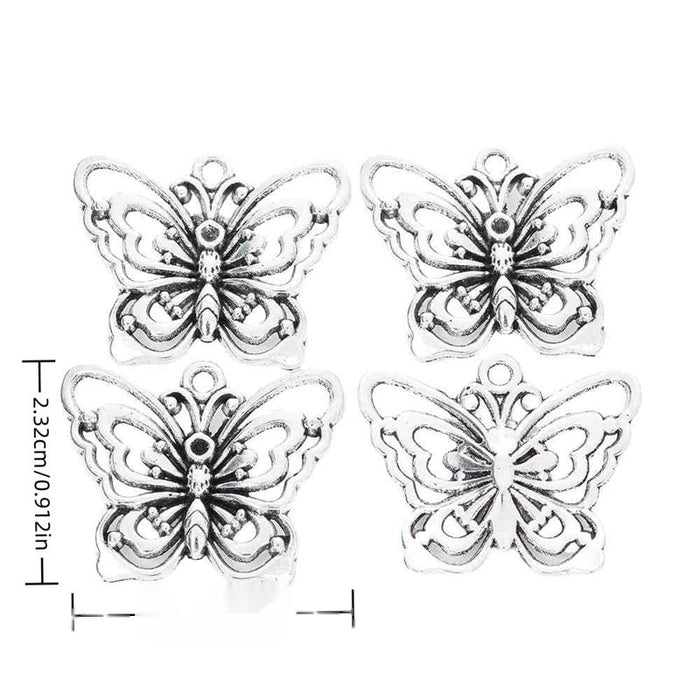 Detailed Butterfly Metal Charms in Antique Silver Finish