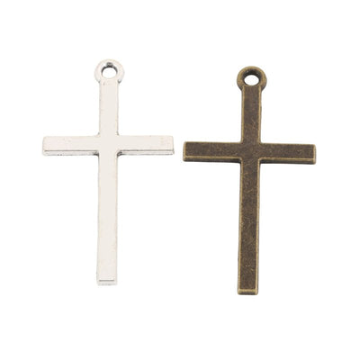 Simple cross charm shown across the available finishes