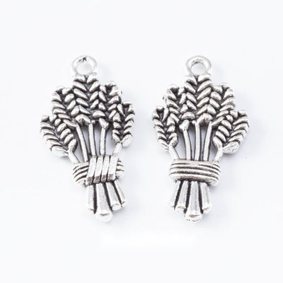 Wheat Sheaf-Shaped Metal Charm Pendants shown in a grouped front view on a plain background
