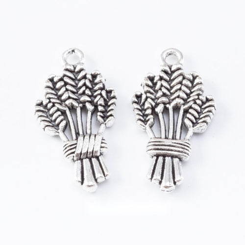 Wheat Sheaf-Shaped Metal Charm Pendants shown in a grouped front view on a plain background