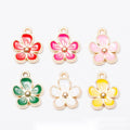 Enamel Five Petal Flower Charm Alloy Jewelry Making Component in 6 Finish Options view 1