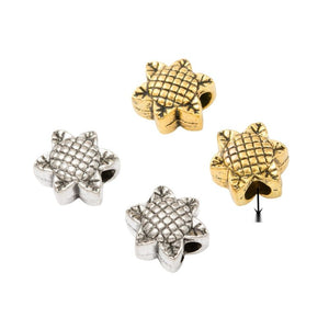 Sunflower Slider Bead in 2 Metal Finishes for Jewelry Making