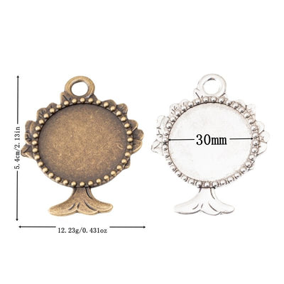 Tree Base Round Cabochon Setting Charm Pendant shown in the available visible finishes