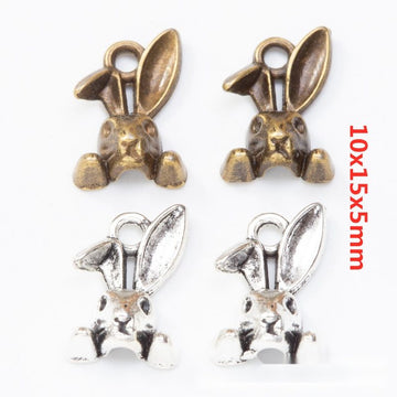 Three Dimensional Rabbit Head Metal Charm Pendant Jewelry Making Component