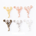 Cheerleader Charm Pom-Pom Figure Metal Pendant in Five Finishes view 1