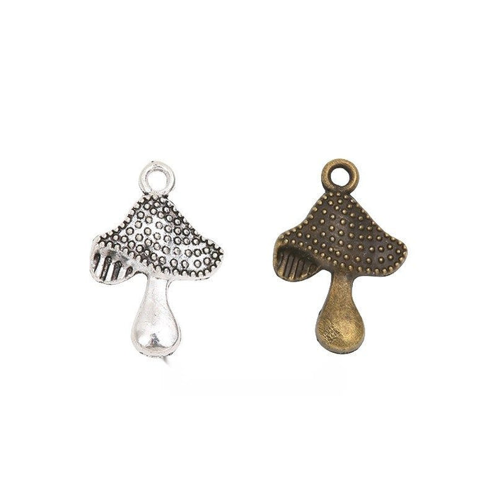 Dotted Mushroom Charm In 2 Metal Finishes For Jewelry Making