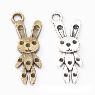 Vintage Finish Metal Long Ear Rabbit Charms in 2 Style Options