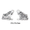 Antique Silver Christmas Sleigh Charm with Scroll Details view 1