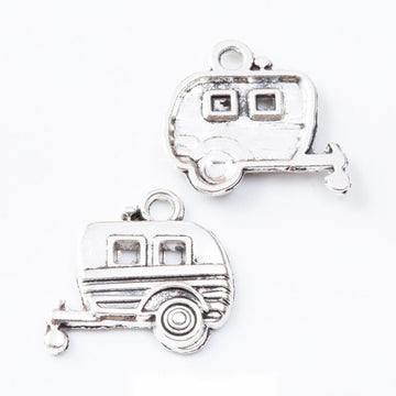 Camper Trailer Charm in Antique Silver for Jewelry Making