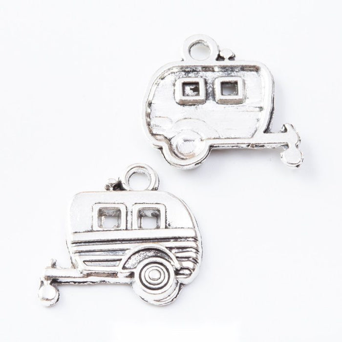 Camper Trailer Charm in Antique Silver for Jewelry Making