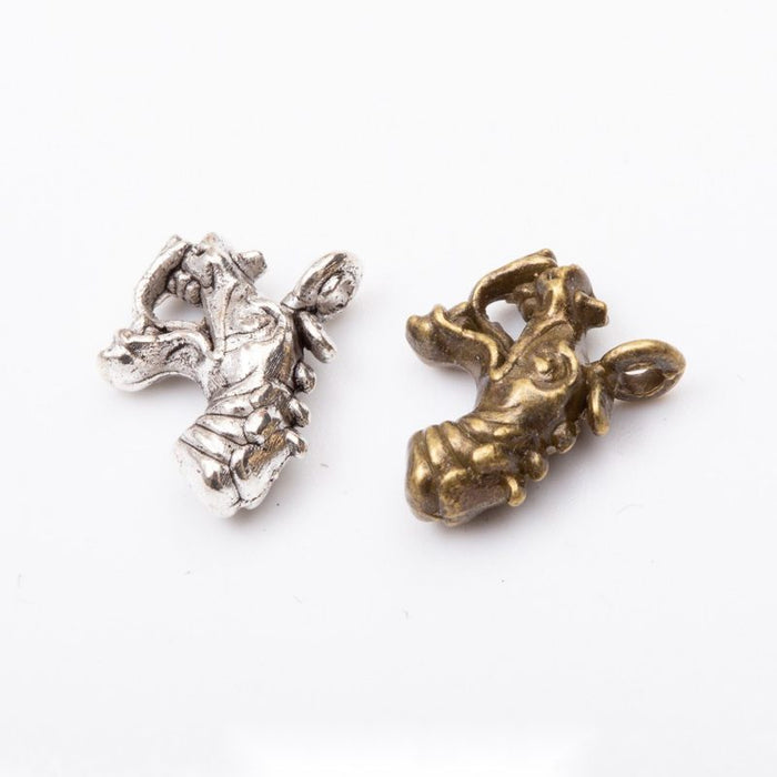 Chinese Dragon Head Metal Charms in Two Antique Finishes