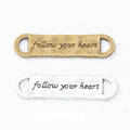 Follow Your Heart Bar Connector Metal Component in 2 Distinct Finishes for Jewelry Making view 1