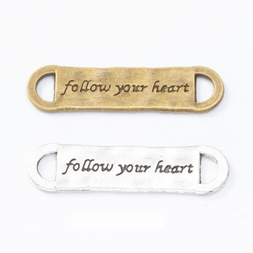 Follow Your Heart Bar Connector Metal Component in 2 Distinct Finishes for Jewelry Making