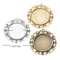 Floral Edge Round Cabochon Pendant Trays in Three Finishes view 1
