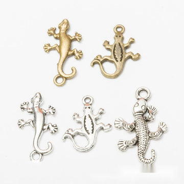 Lizard and Gecko Metal Charms in Five Antique Variants
