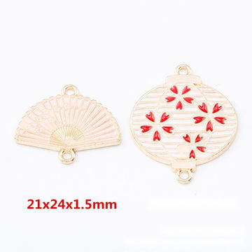 Fan And Lantern Connector Charm in 2 Finishes for Jewelry Making