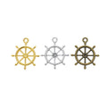 Slim Ship Wheel Charm in 4 Metal Finishes for Jewelry Making view 1