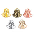Double Christmas Bell Charms with Bows in Five Finishes view 1