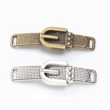 Textured Belt Buckle Connector in Multiple Metal Finishes for Jewelry Making