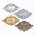 Ornate Oval Two Loop Bezel Connectors in Four Finishes view 1