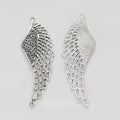 Detailed Feathered Wing Pendant Charm in Antique Silver view 1