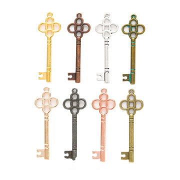 8-Finish Clover Bow Key Metal Jewelry Components for Crafts