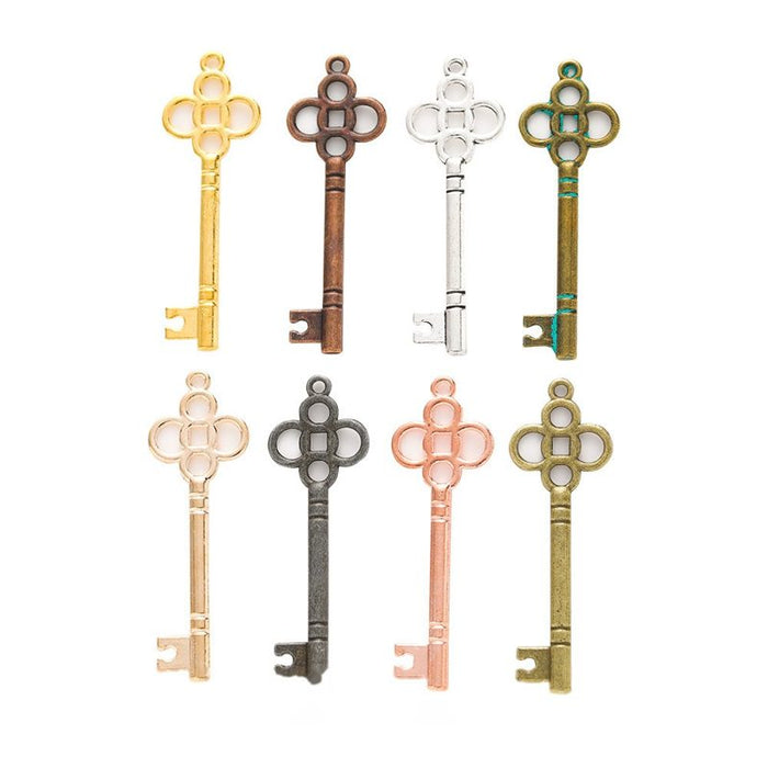 8-Finish Clover Bow Key Metal Jewelry Components for Crafts
