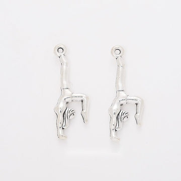 Handstand Gymnast Metal Charm for Jewelry Making in Antique Silver