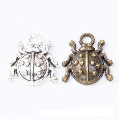 Overview of beetle charms in the available designs and finishes