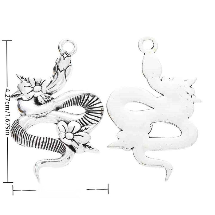 Floral Coiled Snake Metal Charm Pendant for Jewelry Making