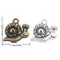 Detailed Snail Charm in Antique Bronze and Silver Tones view 1